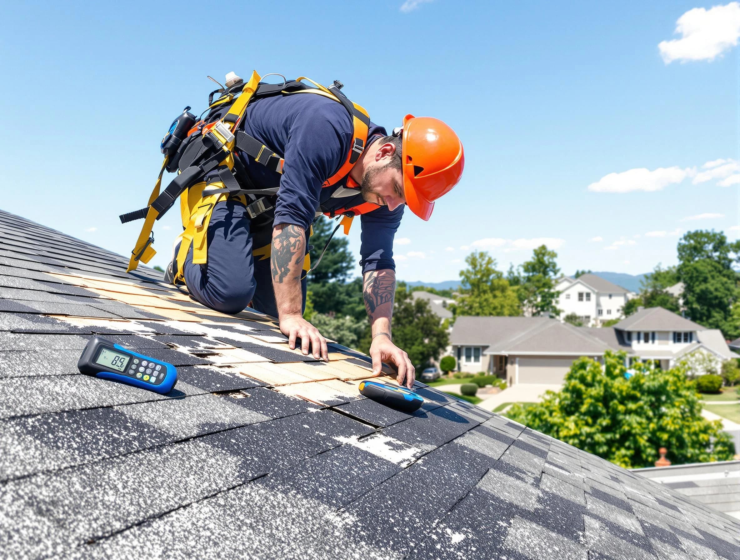Parma Heights Roofing Company professional performing roof repairs in Parma Heights, OH