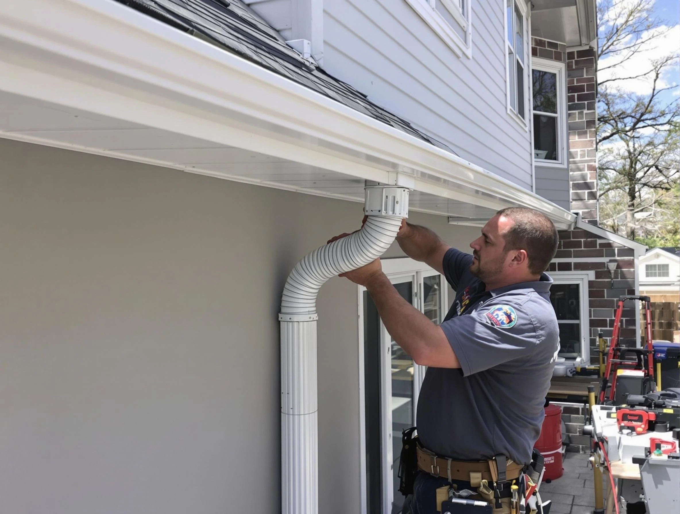 Downspouts installed by Parma Heights Roofing Company to guide water away in Parma Heights, OH